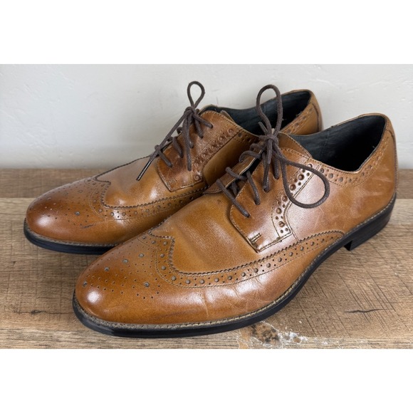 Stacy Adams Men Sz 8.5M Cognac Garrison Wingtip Leather Oxford 24916-221 - Picture 1 of 7